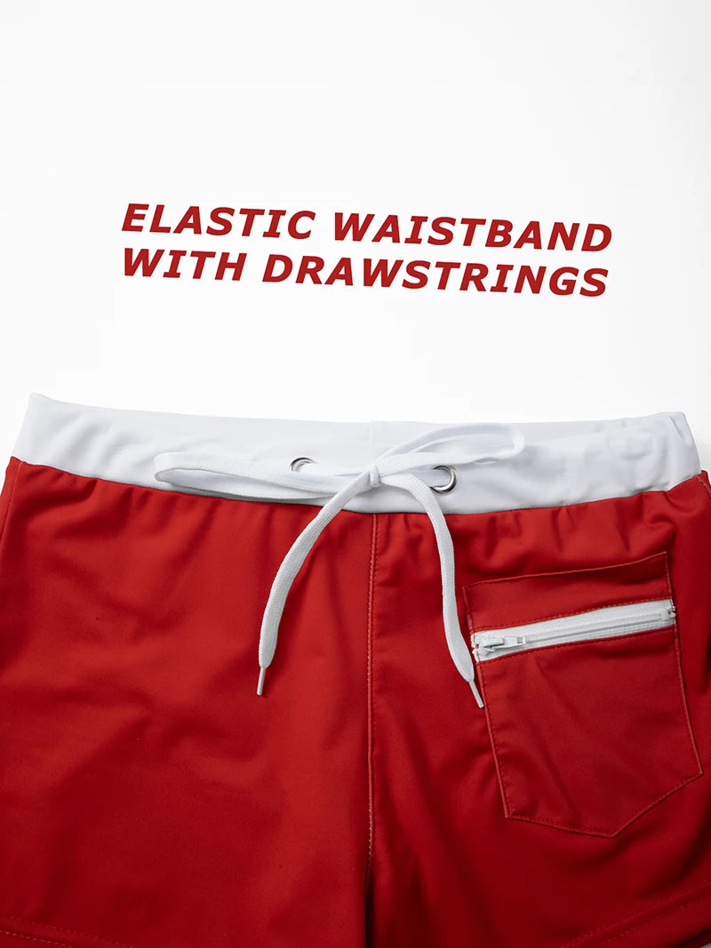 Contrast Swim Trunks with Zipper Pocket