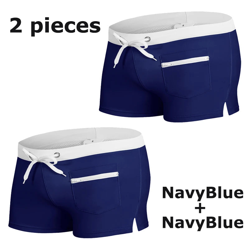 Contrast Swim Trunks with Zipper Pocket