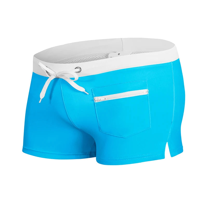 Contrast Swim Trunks with Zipper Pocket