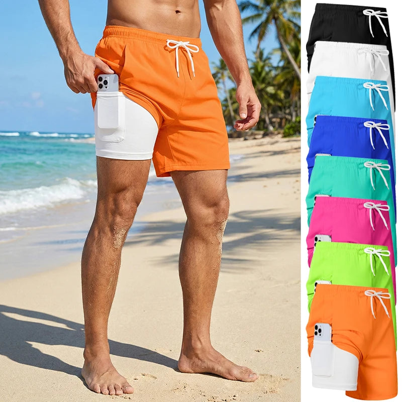 Compression Liner Board Shorts with Phone Pocket