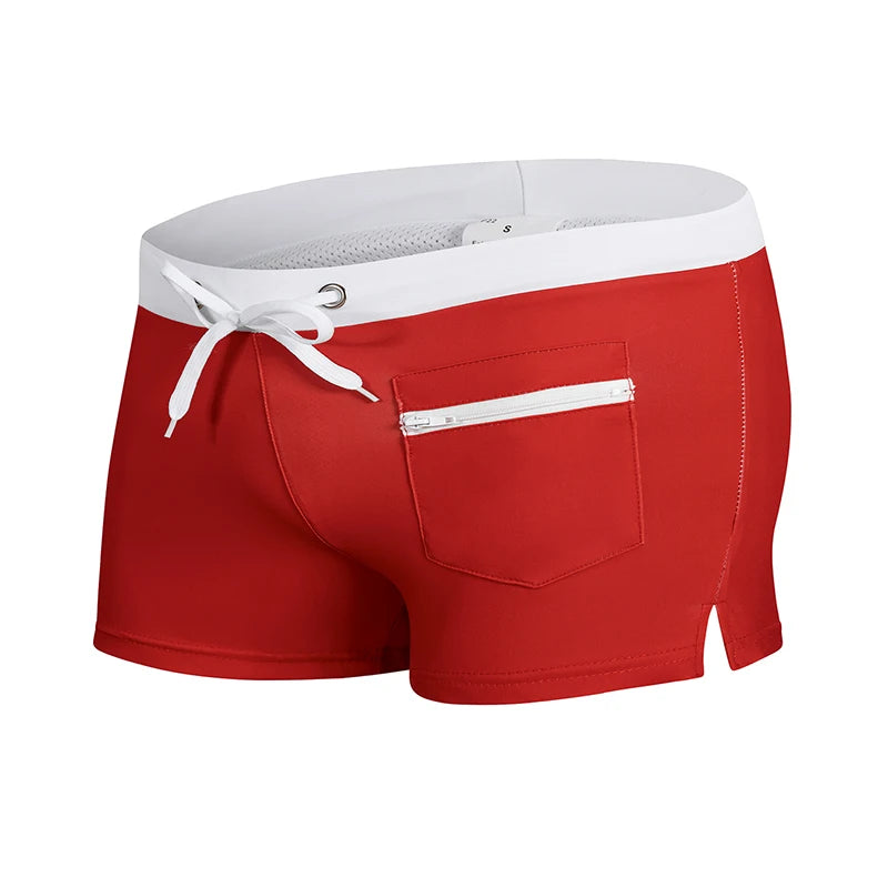 Contrast Swim Trunks with Zipper Pocket
