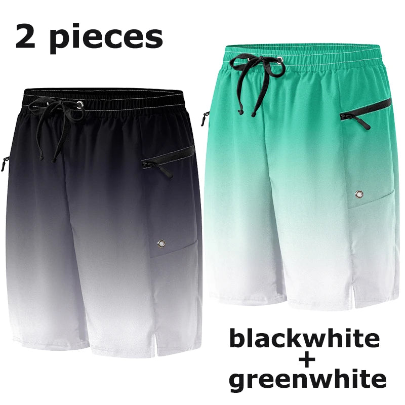 Gradient Beach Shorts with Zipper Pockets