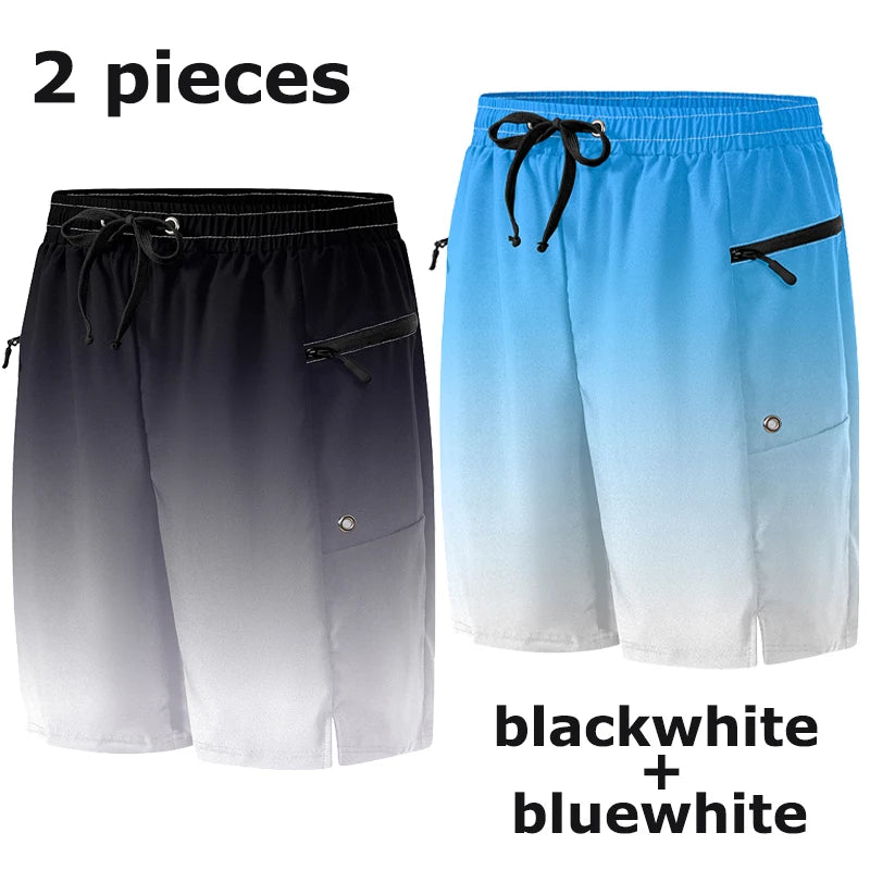 Gradient Beach Shorts with Zipper Pockets