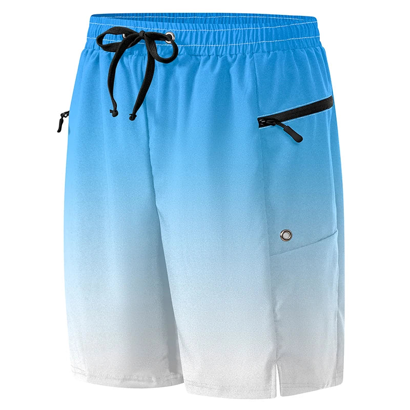 Gradient Beach Shorts with Zipper Pockets