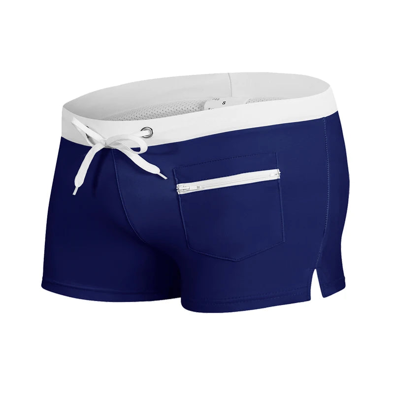 Contrast Swim Trunks with Zipper Pocket