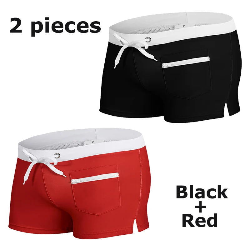 Contrast Swim Trunks with Zipper Pocket