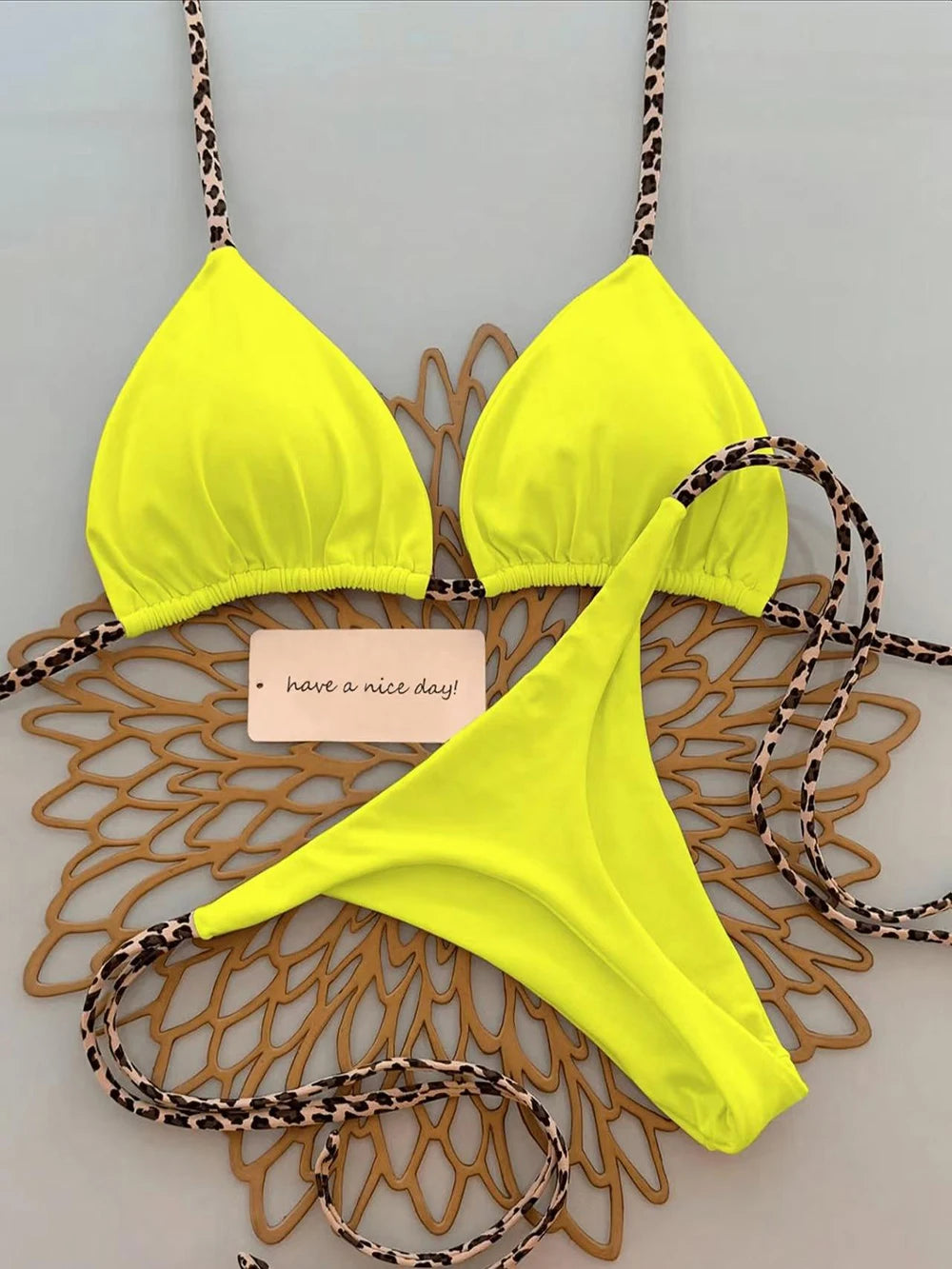 Lace-Up Halter Bikini Set