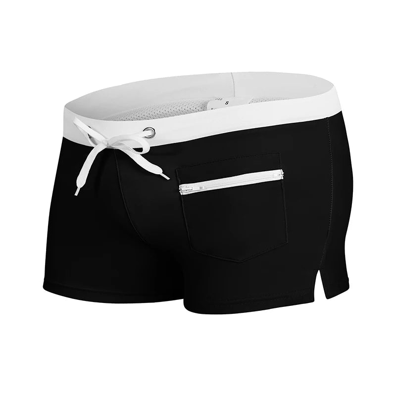 Contrast Swim Trunks with Zipper Pocket