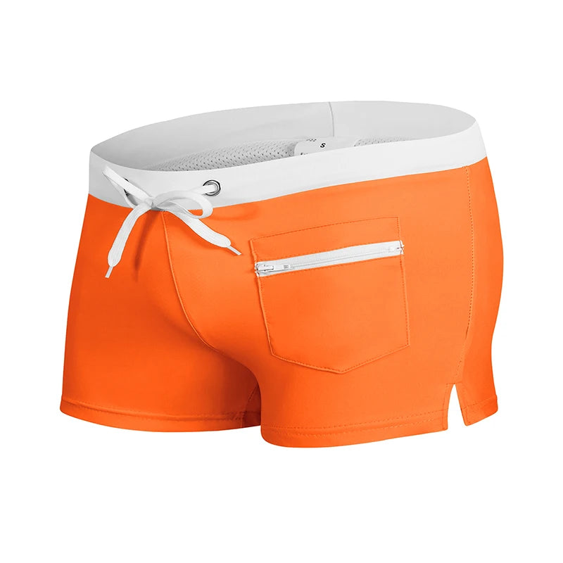 Contrast Swim Trunks with Zipper Pocket